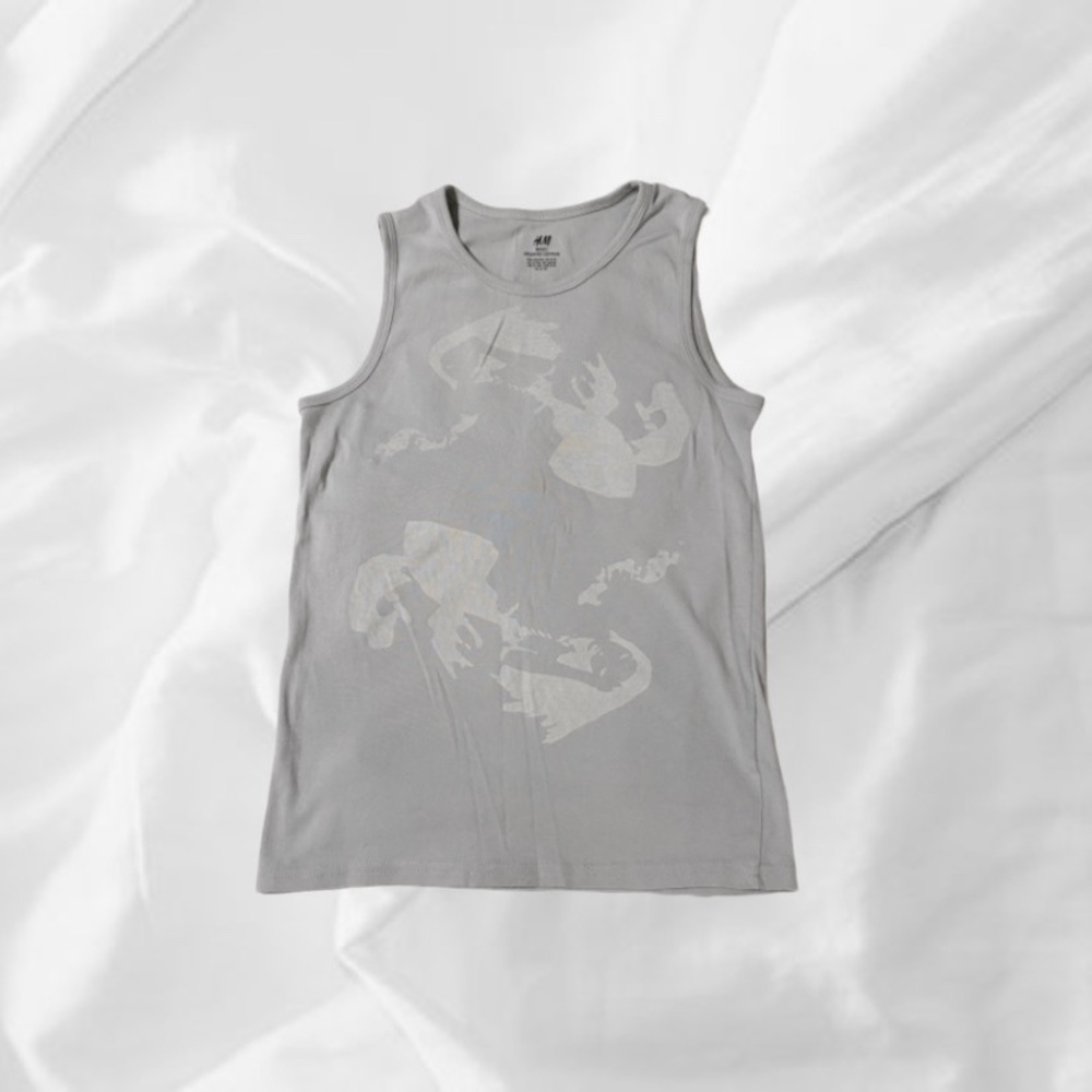 gray screenprint vest tank top handmade